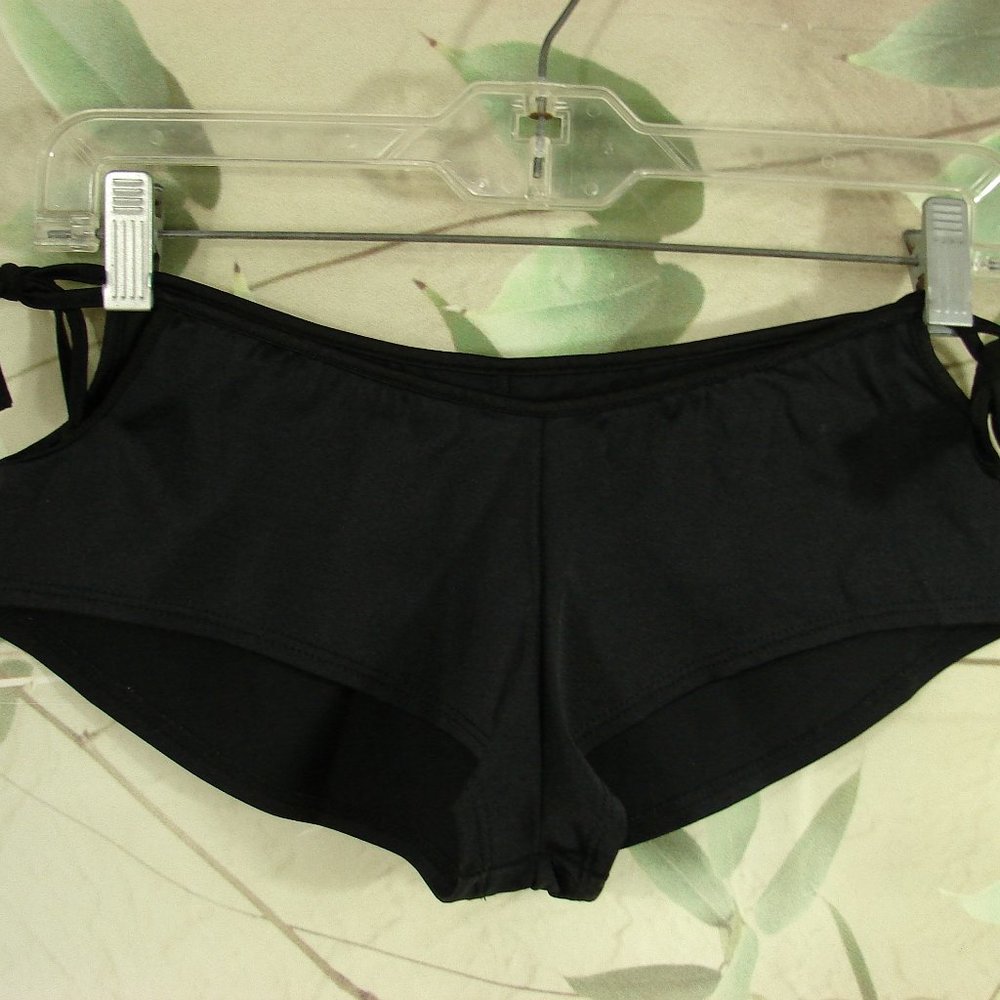 Black Stretch Side Tie Burlesque Pole Dancer Booty Shorts  SLD Collection M/L